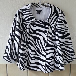 Sandro Zebra print cropped lined double breasted blazer Size Medium